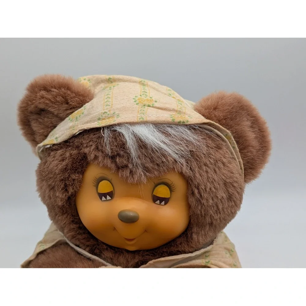 Teddy Bear Plush Brown Vinyl Face Sleeping Eyes Nightcap Gown 13in TB Trading Co